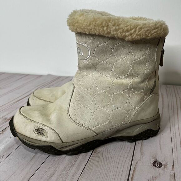 The North Face Women's Cream Primaloft Waterproof Faux Fur Winter Boots Size 8 - Picture 1 of 9